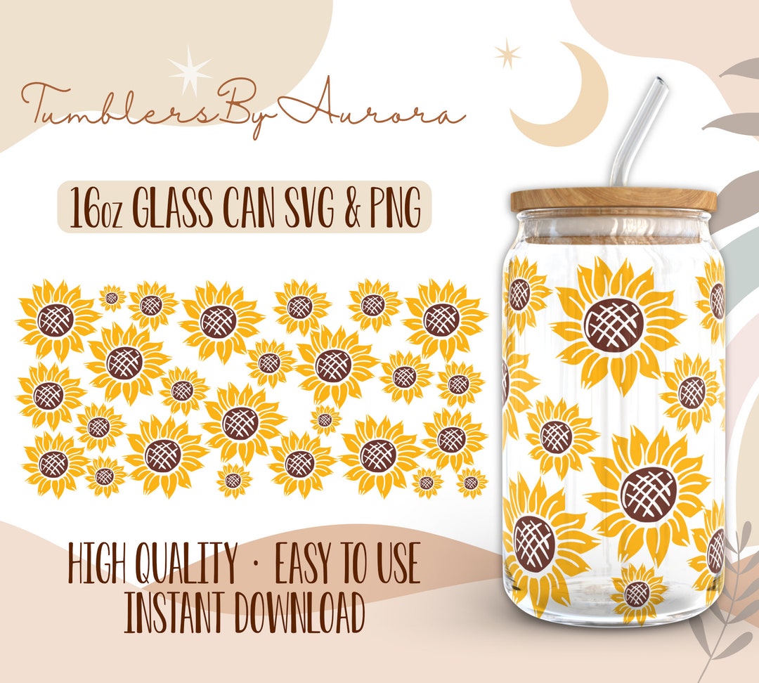 Sunflower 16 Oz Libbey Glass Wrap SVG Sublimation Design, Sunflower ...