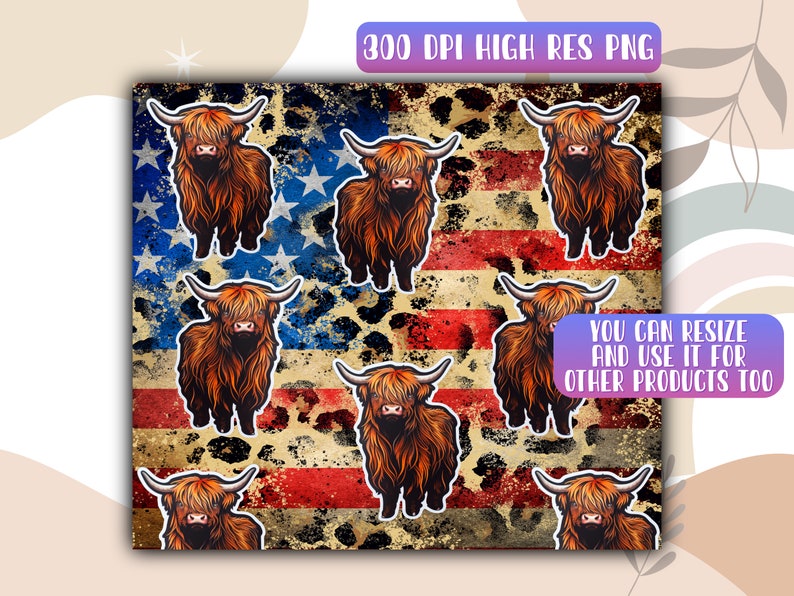 Highland Cow Tumbler Wrap PNG 20 Oz Skinny Tumbler - Etsy