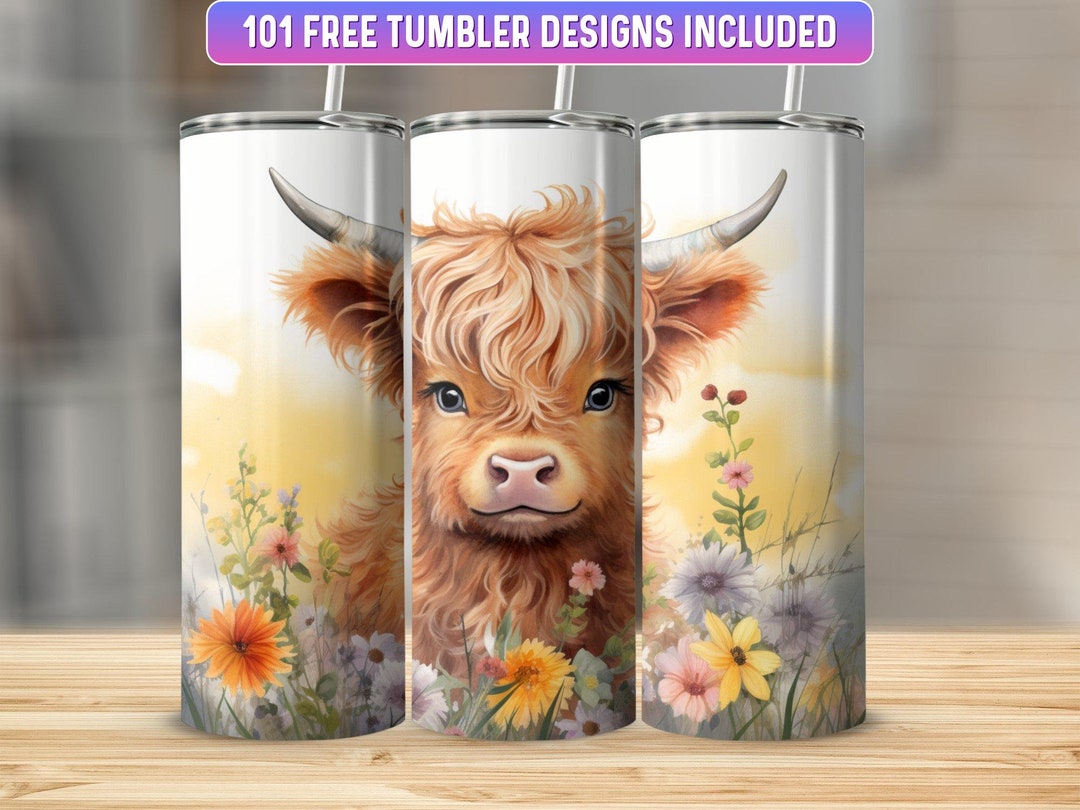 Highland Cow Tumbler Wrap PNG Highland Cattle 20 Oz Skinny - Etsy