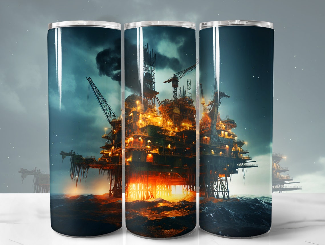 Oil Rig Wrapping Paper Oil Rig Tumbler Wrap PNG, Oil Rig 20 Oz Skinny Tumbler Wrap Sublimation ...