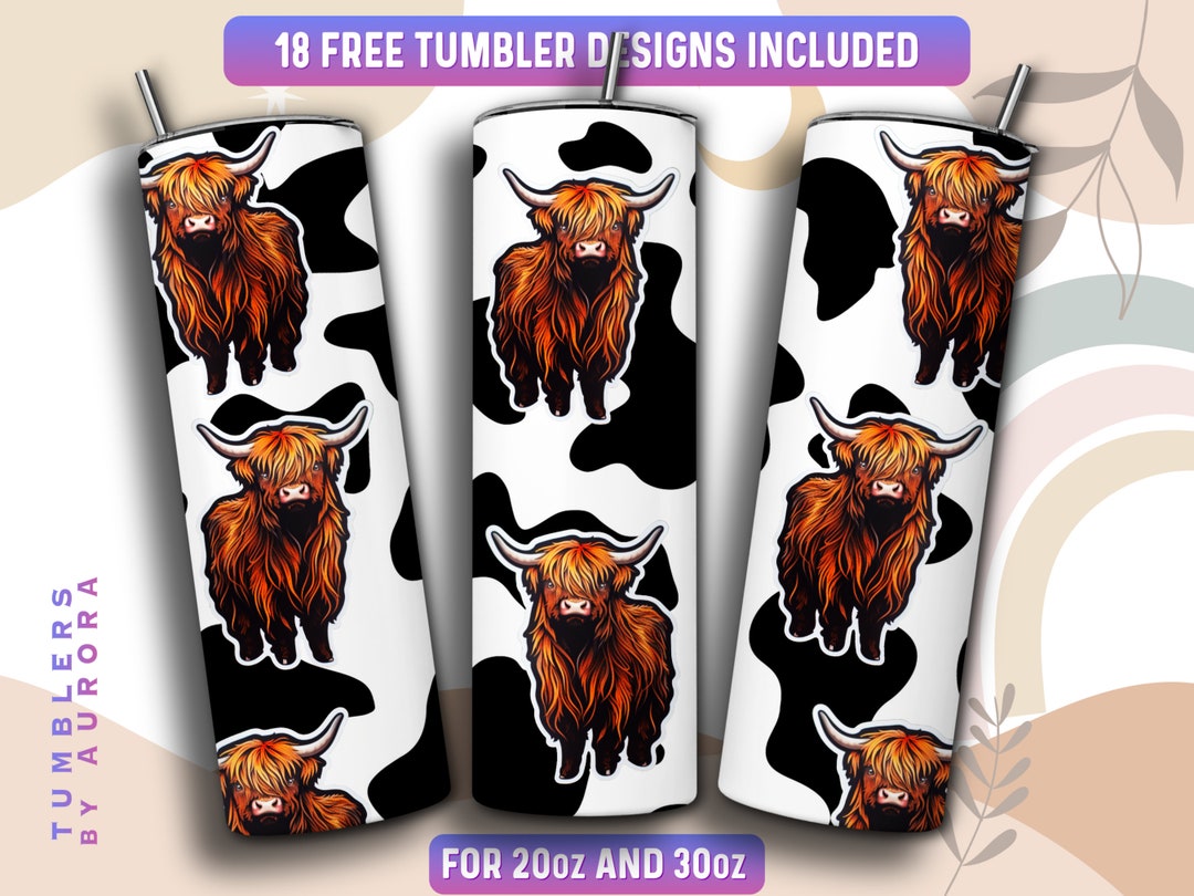 Highland Cow Tumbler Wrap PNG, 20 Oz Skinny Tumbler Sublimation Design ...