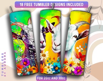 Just a Girl who loves Goats Tumbler Wrap PNG, Goat 20 oz Skinny Tumbler Sublimation Design, Instant Download (+101 free Designs)