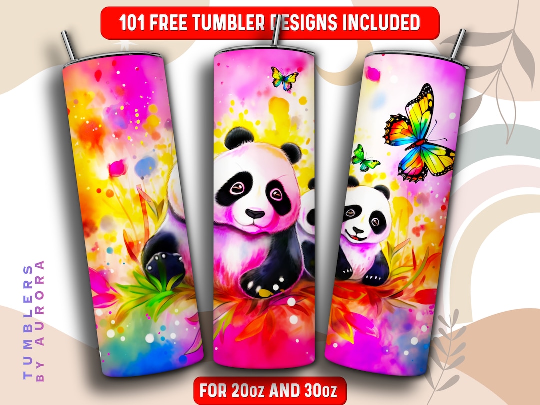 Panda Tumbler Wrap PNG, Animal 20 Oz Skinny Tumbler Sublimation Design ...