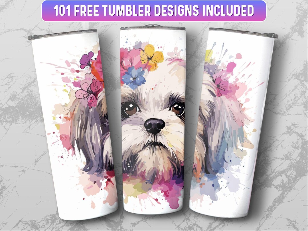 Shih Tzu Tumbler Wrap PNG, 20 Oz Skinny Tumbler Wrap Sublimation Design ...