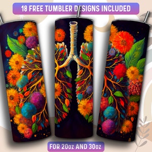 Respiratory Therapy Tumbler Wrap PNG, Respiratory Therapist 20 oz Skinny Tumbler Sublimation Design, Instant Download (+101 free Designs)