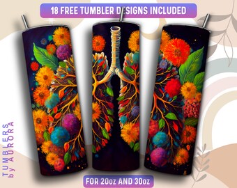Ademhalingstherapie Tumbler Wrap PNG, Ademhalingstherapeut 20 oz Skinny Tumbler Sublimatie Design, Instant Download (+101 gratis ontwerpen)