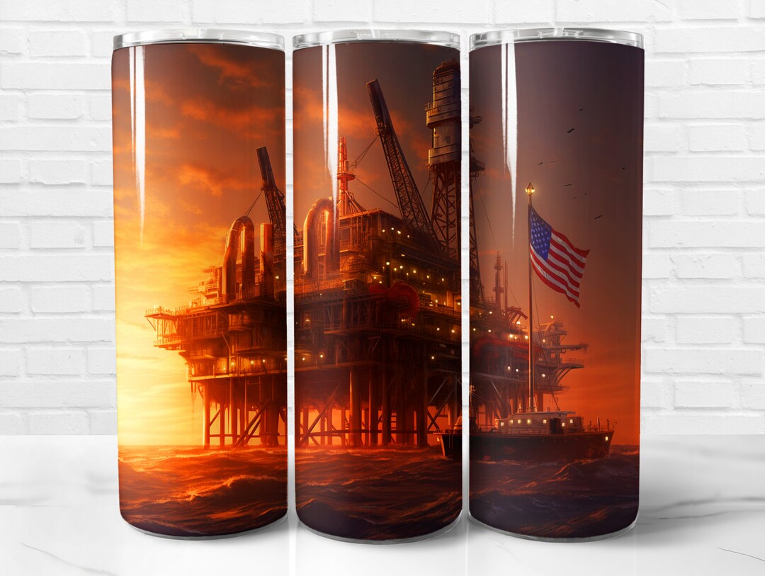 Oil Rig Wrapping Paper Oil Rig Tumbler Wrap PNG, Oil Rig 20 Oz Skinny Tumbler Wrap Sublimation ...
