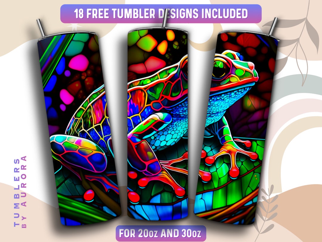 Stained Glass Frog Tumbler Wrap PNG, 20 Oz Skinny Tumbler Sublimation ...