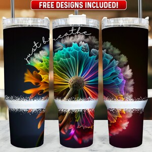 Just Breathe 40oz Tumbler Wrap PNG Design, Just Breathe 40oz Quencher Tumbler Sublimation Wrap, 40 oz Tumbler PNG, Instant Download