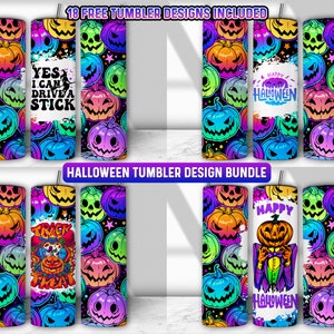 Halloween Tumbler Wrap Bundle PNG, Halloween 20 oz Skinny Tumbler Sublimation Design Bundle , 20oz Tumbler PNG, Instant Download
