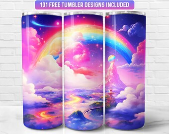 Magischer Berg Tumbler Wrap PNG, Mountain 20 oz Skinny Tumbler Wrap Sublimation Design, Sofort Download (+101 kostenlose Designs)