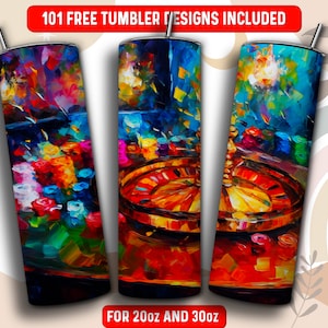 Ruleta Tumbler Wrap PNG, Casino 20 oz Skinny Tumbler Diseño de sublimación, Descarga instantánea (+101 diseños gratuitos)