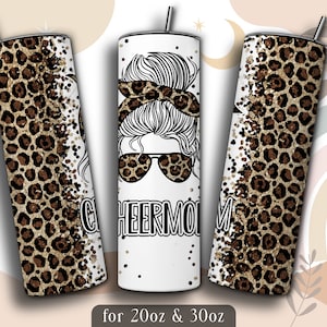 Cheer Mom Tumbler Wrap PNG, Cheerleader Mom 20 oz Skinny Tumbler Sublimation Design, Instant Download (+101 free Designs)