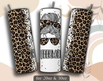 Cheer Mom Tumbler Wrap PNG, Cheerleader Mom 20 oz Skinny Tumbler Sublimation Design, Instant Download (+101 free Designs)