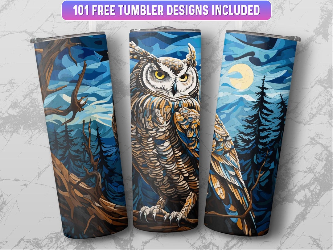 Owl Tumbler Wrap PNG, 20 Oz Skinny Tumbler Wrap Sublimation Design ...