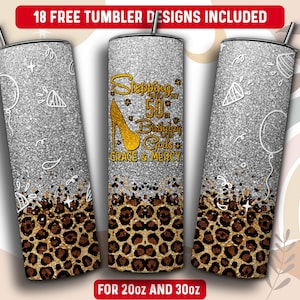 50th Birthday Tumbler Wrap PNG, 50 Birthday 20 oz Skinny Tumbler Sublimation Design, Stepping into 50 Tumbler Wrap PNG, Instant Download