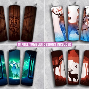 Jagdbecher Wrap Bundle PNG, Jäger 20 oz Skinny Tumbler Sublimation Design, Sofort Download (+101 kostenlose Designs)