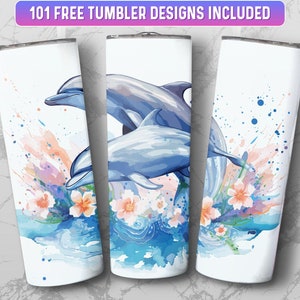 Dolphin Tumbler Wrap PNG, 20 oz Skinny Tumbler Wrap Sublimation Design, Download istantaneo (+101 disegni gratuiti)