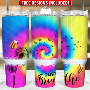 Just Breathe 40oz Tumbler Wrap PNG Design, Just Breathe 40oz Quencher Tumbler Sublimation Wrap, 40 oz Tumbler PNG, Instant Download