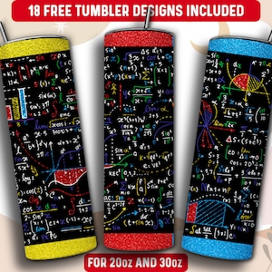 Matematyka Tumbler Wrap PNG, Matematyka Nauczyciel 20 oz Skinny Tumbler Sublimacja Projekt, Natychmiastowe Pobranie (+101 darmowych Projektów)