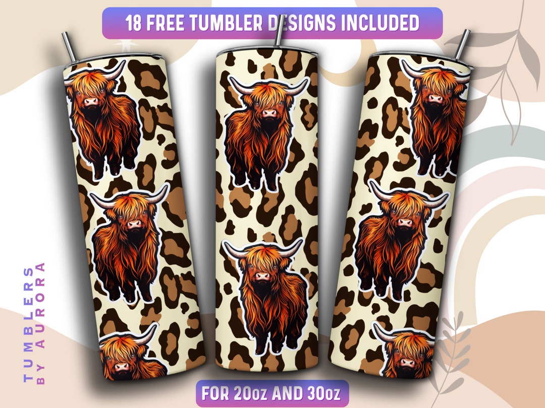 Highland Cow Tumbler Wrap PNG, 20 Oz Skinny Tumbler Sublimation Design ...