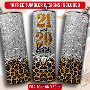 50th Birthday Tumbler Wrap PNG, 50 Birthday 20 oz Skinny Tumbler Sublimation Design, Instant Download (+101 free Designs)