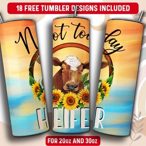 Cow Tumbler Wrap PNG, 20 oz Skinny Tumbler Sublimation Design, Instant Download (+101 free Designs)
