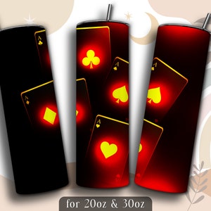 Poker Tumbler Wrap PNG, Poker 20 oz Skinny Tumbler Sublimation Design, Instant Download (+101 free Designs)