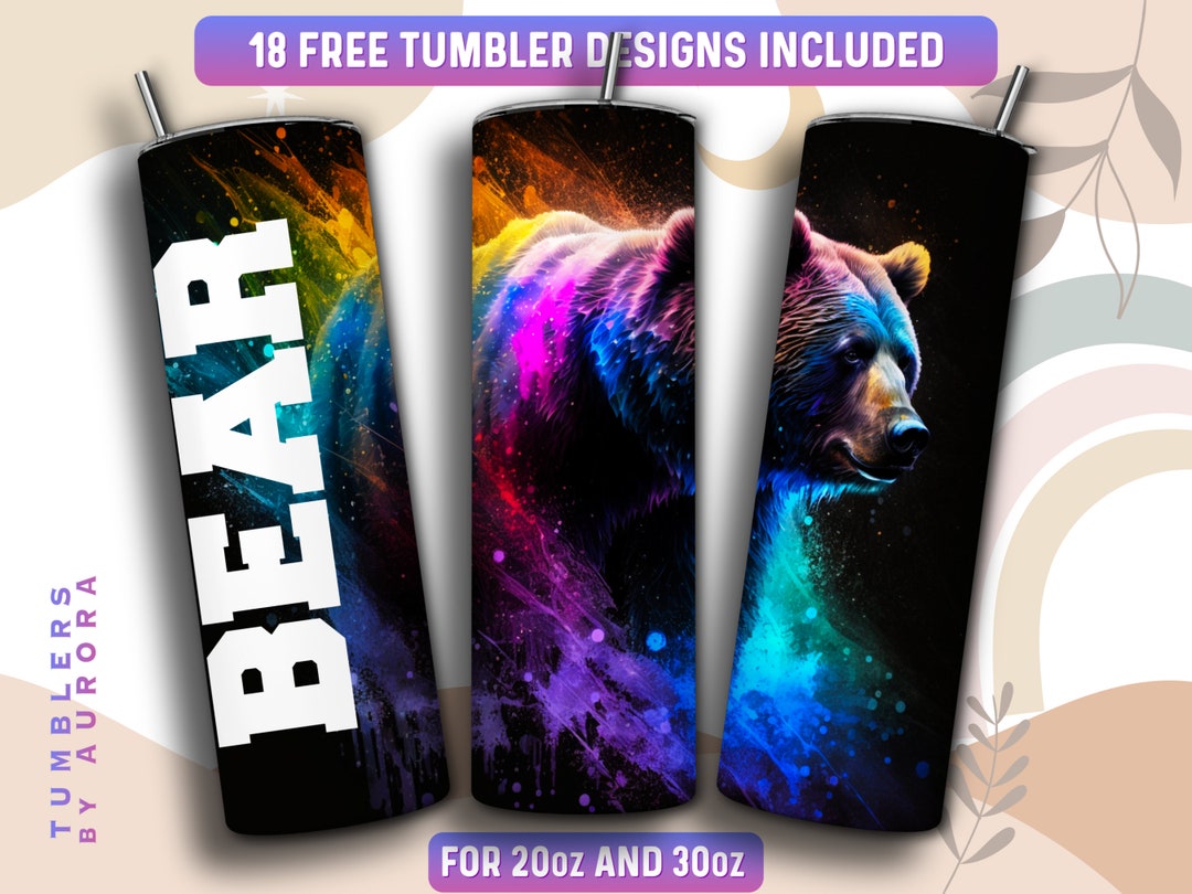 Black Bear Tumbler Wrap PNG, Black Bear 20 Oz Skinny Tumbler ...