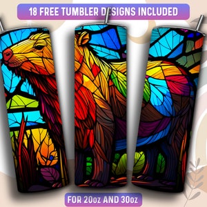 Capybara Tumbler Wrap PNG, 20 oz Skinny Tumbler Sublimation Design, Instant Download (+101 free Designs)
