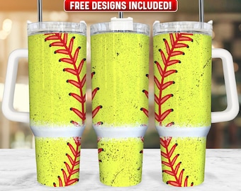 Softball 40oz Tumbler Wrap PNG Design, Softball 40oz Quencher Tumbler Sublimation Wrap, 40 oz Tumbler PNG, Instant Download