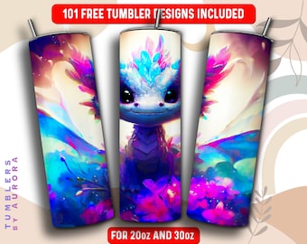 Dragon Tumbler Wrap PNG, Dragon 20 oz Skinny Tumbler Sublimation Design, Instant Download (+101 free Designs)