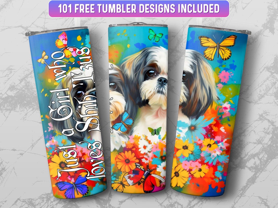 Shih Tzu Tumbler Wrap PNG, 20 Oz Skinny Tumbler Wrap Sublimation Design ...