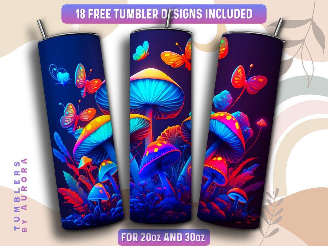 Mushroom Tumbler Wrap PNG, Mushroom 20 Oz Skinny Tumbler Sublimation ...