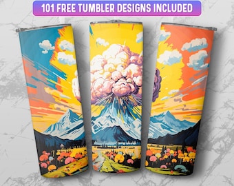Mountain Tumbler Wrap PNG, 20 oz Skinny Tumbler Wrap Sublimation Design, Sofort Download (+101 kostenlose Designs)