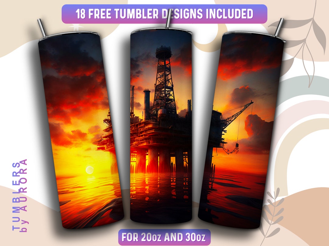 Oil Rig Wrapping Paper Oil Rig Tumbler Wrap PNG, Oil Rig 20 Oz Skinny Tumbler Sublimation ...