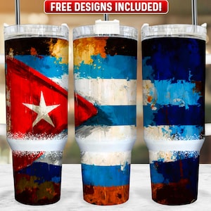 Cuba Flag 40oz Tumbler Wrap PNG Design, Cuba 40oz Quencher Tumbler Sublimation Wrap, 40 oz Tumbler PNG, Instant Download