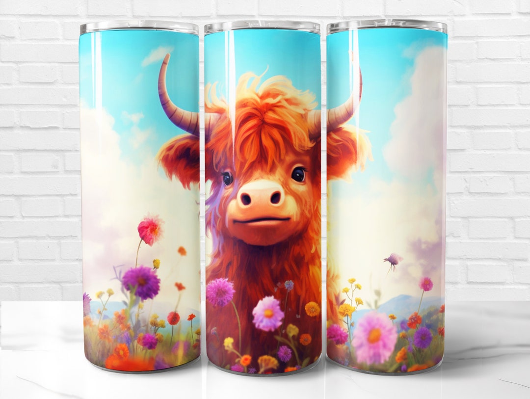 Cute Highland Cow Tumbler Wrap PNG, Highland Cow 20 Oz Skinny Tumbler ...