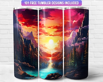 Berg Tumbler Wrap PNG, Mountain 20 oz Skinny Tumbler Wrap Sublimation Design, Sofort Download (+101 kostenlose Designs)