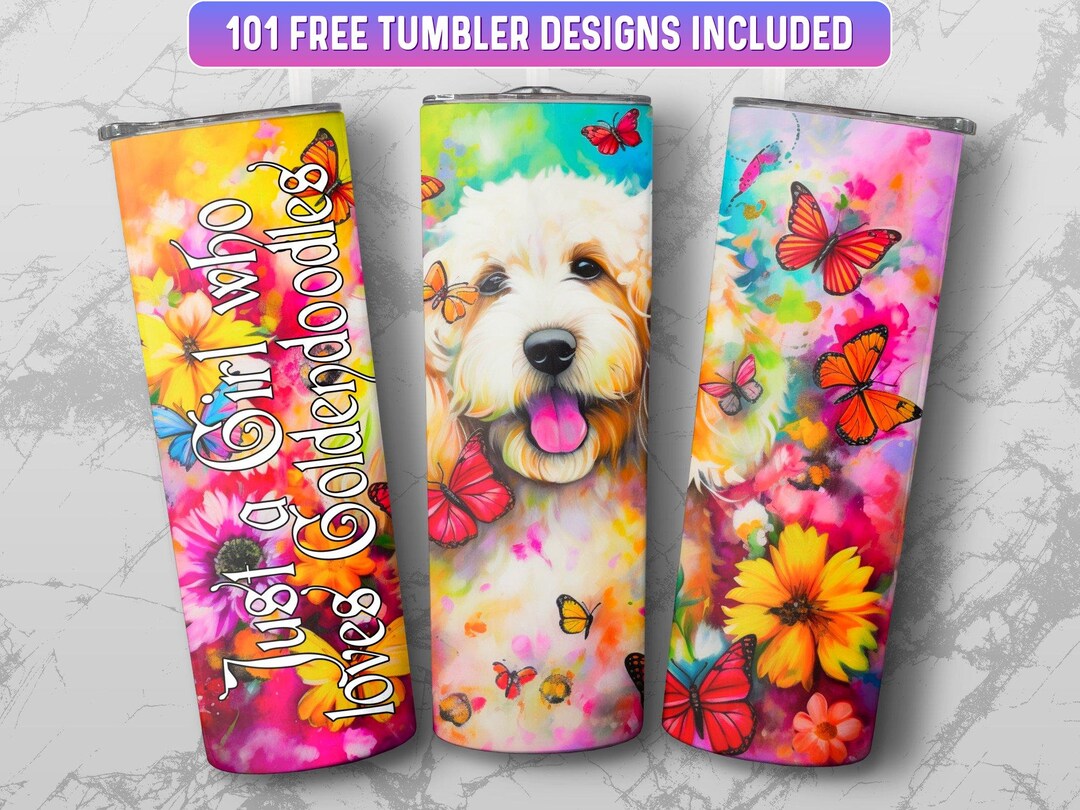 Goldendoodle Tumbler Wrap PNG, 20 Oz Skinny Tumbler Wrap Sublimation ...