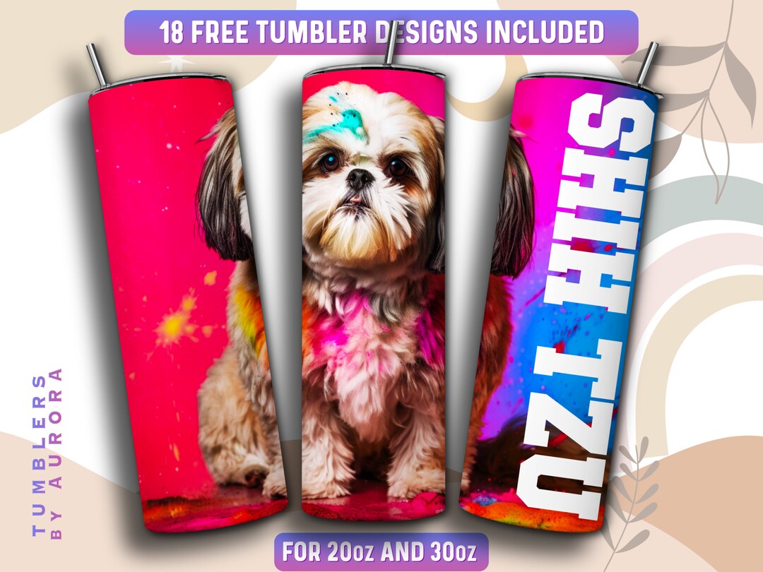 Shih Tzu Tumbler Wrap PNG, Dog 20 Oz Skinny Tumbler Sublimation Design ...