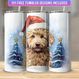 Labradoodle Tumbler Wrap PNG, 20 oz Skinny Tumbler Wrap Sublimation Design, Instant Download (+101 free Designs)