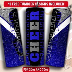 Cheerleader Tumbler Wrap PNG, Cheer 20 oz Skinny Tumbler Sublimatie Design, Instant Download (+101 gratis ontwerpen)