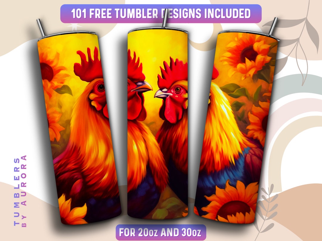 Chicken Tumbler Wrap PNG, Sunflower 20 Oz Skinny Tumbler Sublimation ...