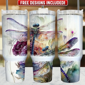 Dragonfly 40oz Tumbler Wrap PNG Design, Dragonfly 40oz Quencher Tumbler Sublimation Wrap, 40 oz Tumbler PNG, Instant Download