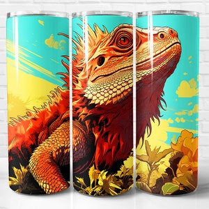 Bearded Dragon Tumbler Wrap PNG, Bearded Dragon 20 oz Skinny Tumbler Wrap Sublimation Design, Instant Download (+101 free Designs)