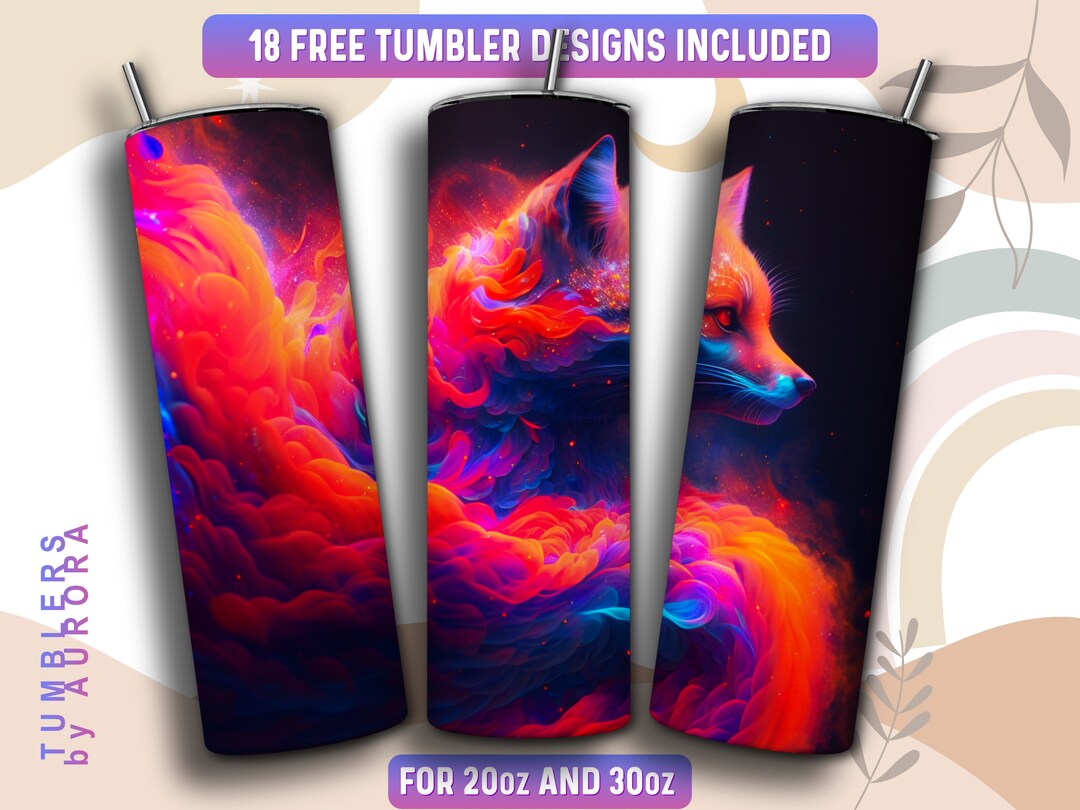Fox Tumbler Wrap PNG, 20 Oz Skinny Tumbler Sublimation Design, Instant ...