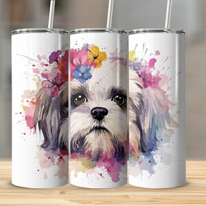 Shih Tzu Tumbler Wrap PNG, 20 Oz Skinny Tumbler Wrap Sublimation Design ...