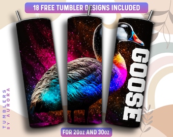 Goose Tumbler Wrap PNG, Goose 20 oz Skinny Tumbler Sublimation Design, Instant Download (+101 free Designs)