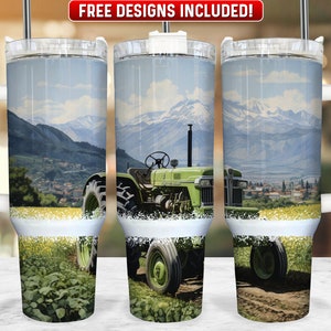 Farm Tractor 40oz Tumbler Wrap PNG Design, Farmer 40oz Quencher Tumbler Sublimation Wrap, 40 oz Tumbler PNG, Instant Download